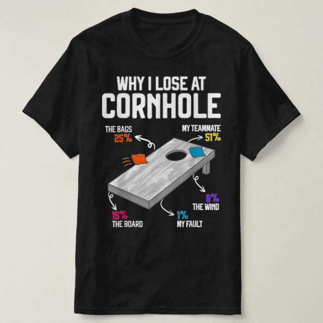 Why I Lose at Cornhole Humor Toss Like a Boss T-Shirt (Design Front)