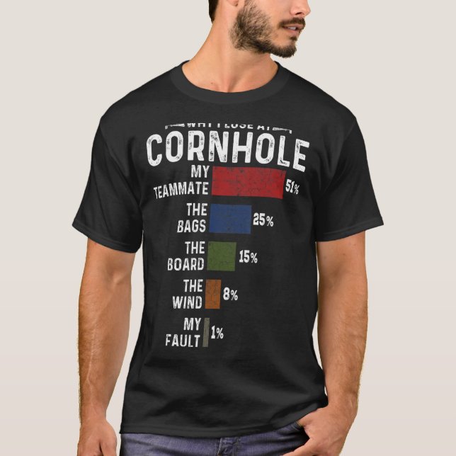 Why I Lose at Cornhole  Sack Toss Excuses T-Shirt (Front)