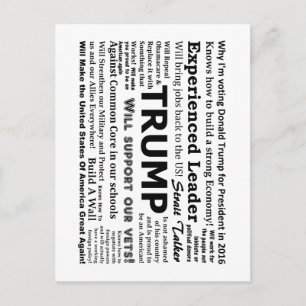Why I'm voting for Donald Trump Postcard