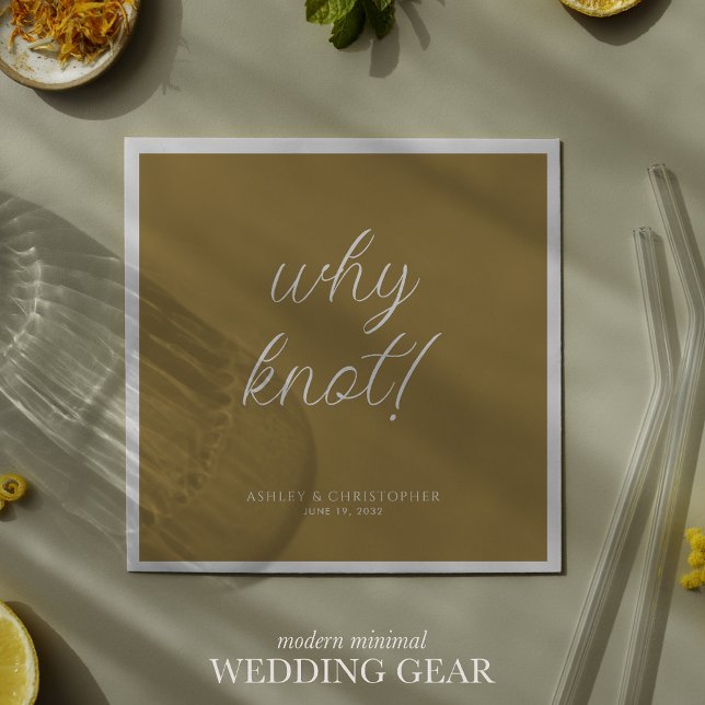 Why knot! Minimal Typographic Gold Cocktail Napkins (Creator Uploaded)