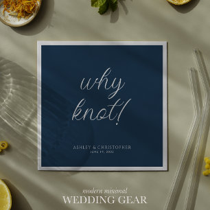 Why knot! Minimal Typographic Navy Blue Cocktail Napkins