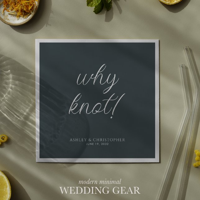 Why knot! Minimal Typographic Space Gray Cocktail Napkins (Creator Uploaded)