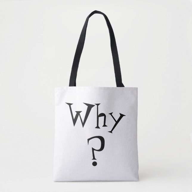 Why Question Mark Print Black and White Reversible Tote Bag (Front)