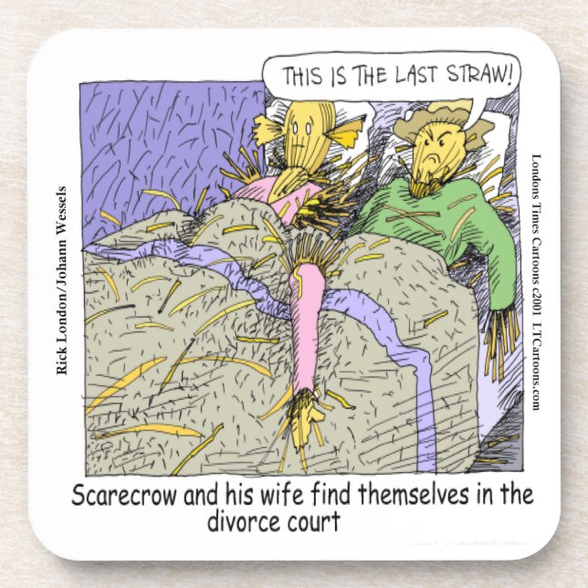 Why Scarecrows Divorce Funny Beverage Coaster (Front)
