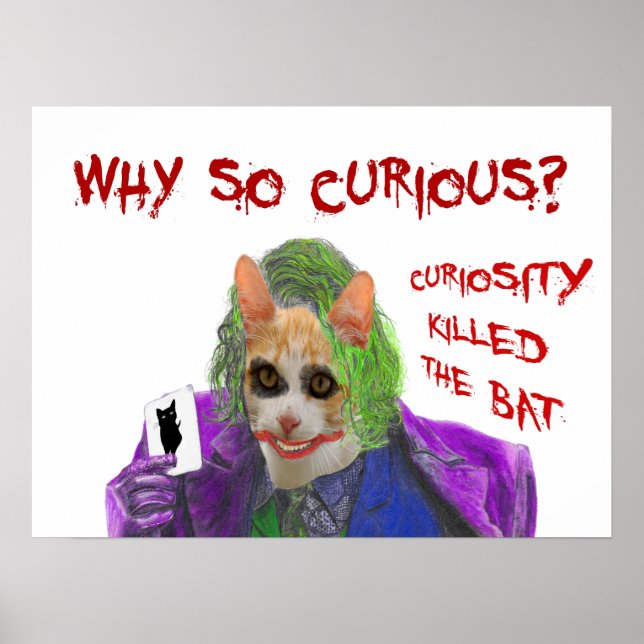 Why so Curious? - Crazy Clown Cat Poster (Front)