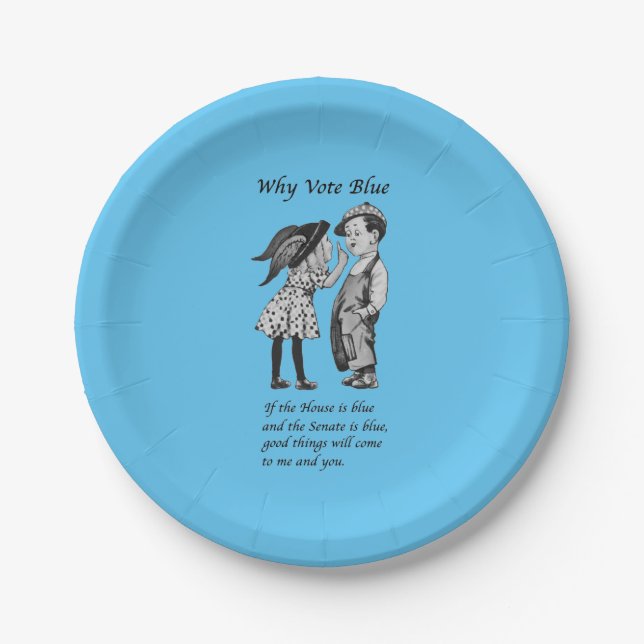 Why Vote Blue in 2026 Paper Plates (Front)