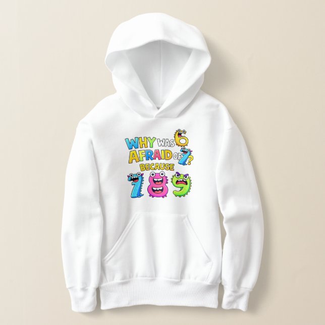 Why Was 6 Afraid of 7 Funny Math Hoodie (Laydown)