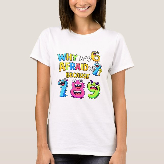 Why Was 6 Afraid of 7 Funny Math T Shirt (Front)