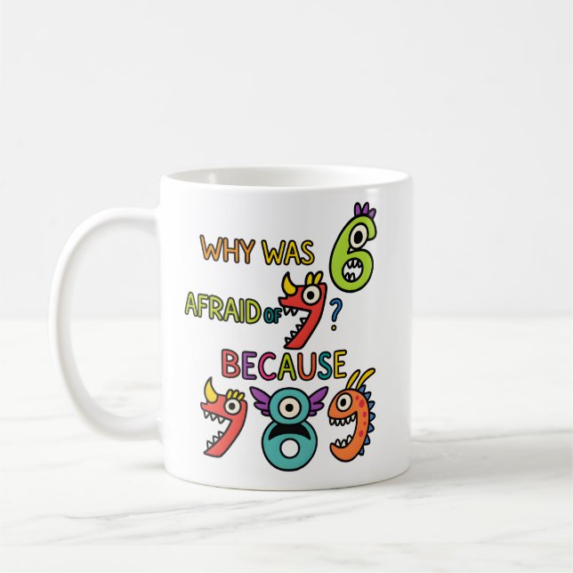 Why Was Six Afraid Funny Maths Joke Mug (Left)