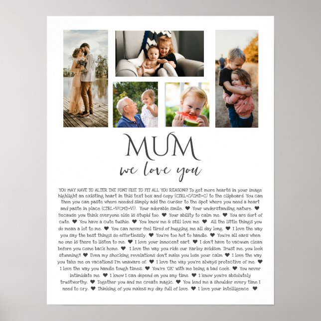 Why We Love You Mom | Custom Photo Collage  Poster (Front)