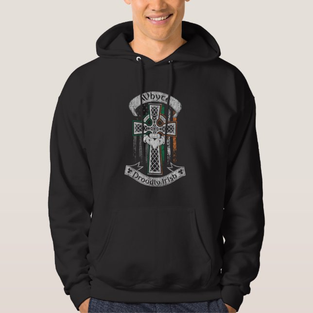 Whyte surname family Irish Americans flag Ireland  Hoodie (Front)