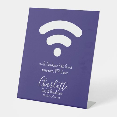 Wi_Fi Access Modern Simple Purple White Pedestal Sign