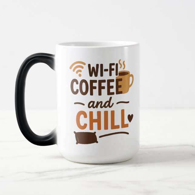 Wi-Fi, Coffee, and Chill Color Morph Mug (Left)