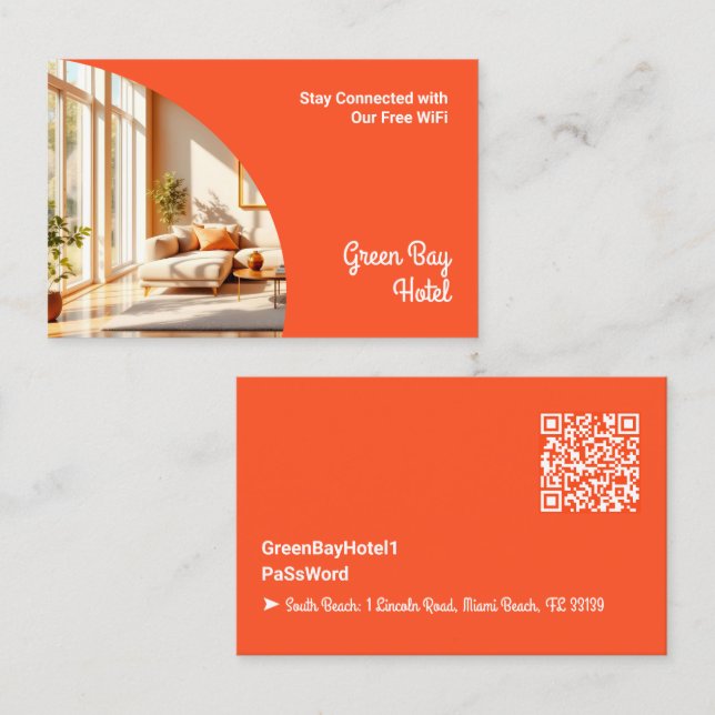 Wi-Fi Internet Guest Password Business Card (Front/Back)