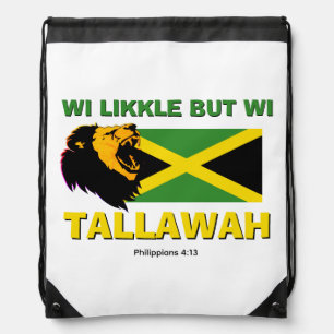 WI LIKKLE BUT WI TALLAWAH Jamaica Drawstring Bag