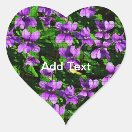 WI State Flower Wood Violet Mosaic Heart Sticker