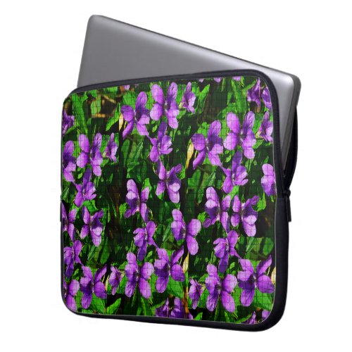 WI State Flower Wood Violet Mosaic Laptop Sleeve