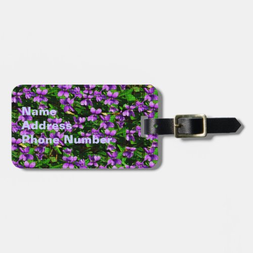 WI State Flower Wood Violet Mosaic Luggage Tag
