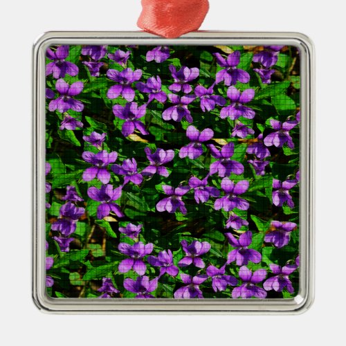 WI State Flower Wood Violet Mosaic Metal Ornament