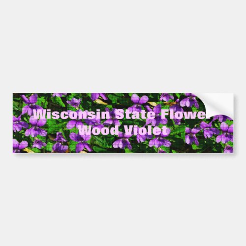 WI State Flower Wood Violet Mosaic Pattern Bumper Sticker