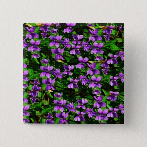 WI State Flower Wood Violet Mosaic Pattern Button