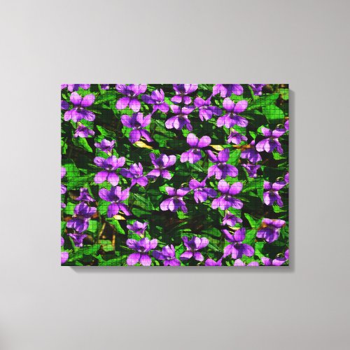 WI State Flower Wood Violet Mosaic Pattern Canvas Print