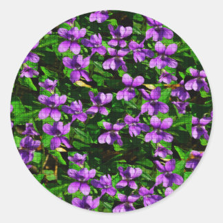 WI State Flower Wood Violet Mosaic Pattern Classic Round Sticker
