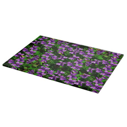 WI State Flower Wood Violet Mosaic Pattern Cutting Board
