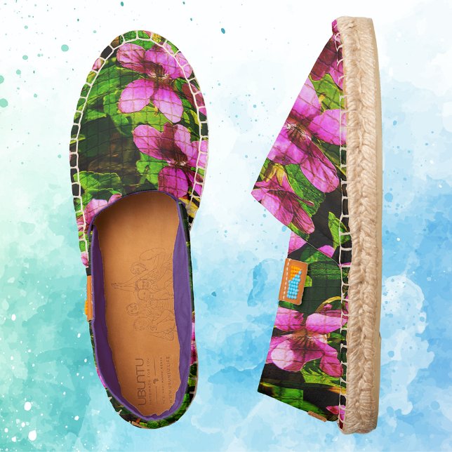 WI State Flower Wood Violet Mosaic Pattern Espadrilles (WI State Flower Wood Violet Mosaic Pattern Espadrilles)