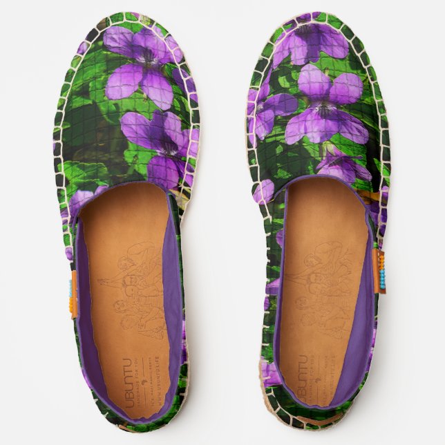 WI State Flower Wood Violet Mosaic Pattern Espadrilles (Front)