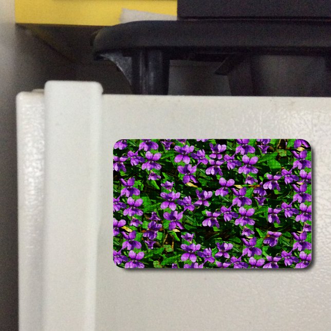 WI State Flower Wood Violet Mosaic Pattern Flex Magnet (WI State Flower Wood Violet Mosaic Pattern Flexible Magnet)