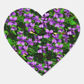 WI State Flower Wood Violet Mosaic Pattern Heart Sticker