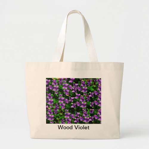 WI State Flower Wood Violet Mosaic Pattern Large Tote Bag