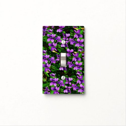 WI State Flower Wood Violet Mosaic Pattern Light Switch Cover