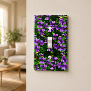 WI State Flower Wood Violet Mosaic Pattern Light Switch Cover