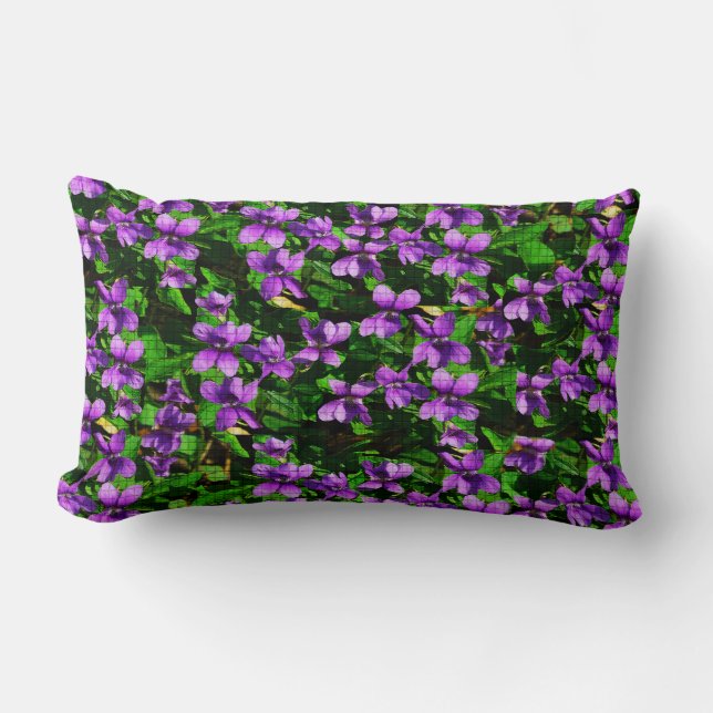 WI State Flower Wood Violet Mosaic Pattern Lumbar Pillow (Front)