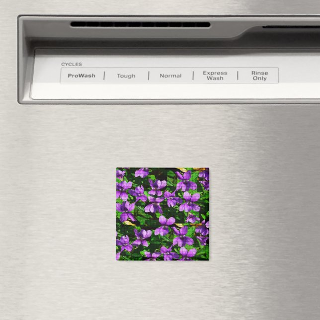 WI State Flower Wood Violet Mosaic Pattern Magnet (In Situ (Dishwasher))