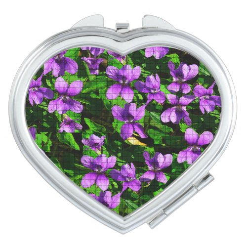 WI State Flower Wood Violet Mosaic Pattern Makeup Mirror