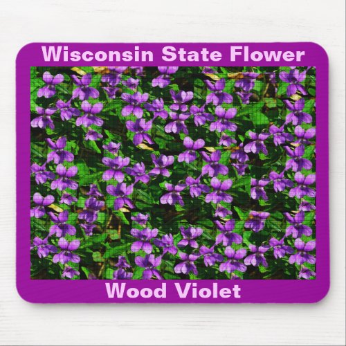 WI State Flower Wood Violet Mosaic Pattern Mouse Pad