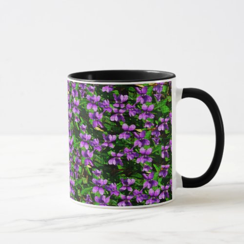 WI State Flower Wood Violet Mosaic Pattern Mug