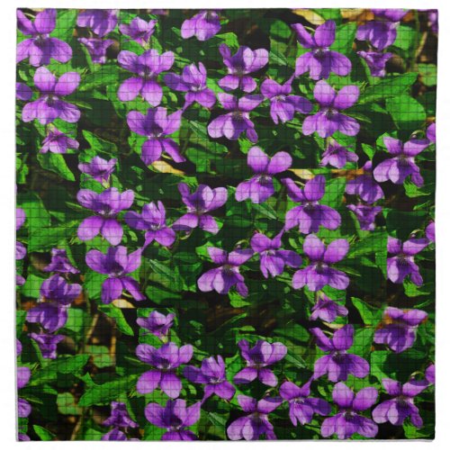 WI State Flower Wood Violet Mosaic Pattern Napkin