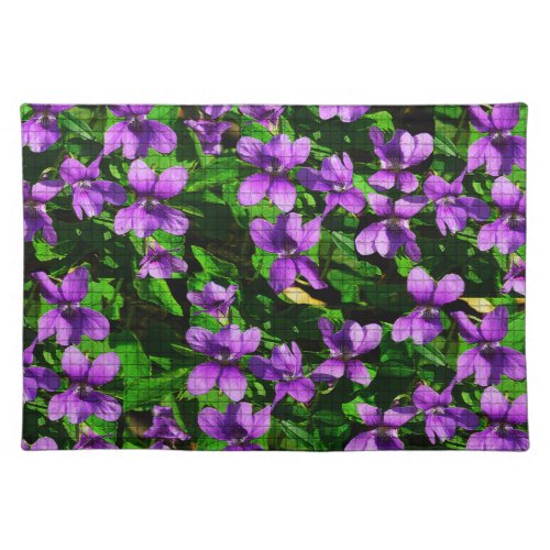 WI State Flower Wood Violet Mosaic Pattern Placemat
