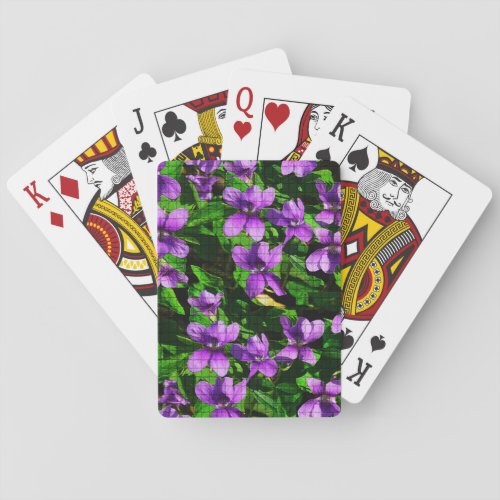 WI State Flower Wood Violet Mosaic Pattern Playing Cards