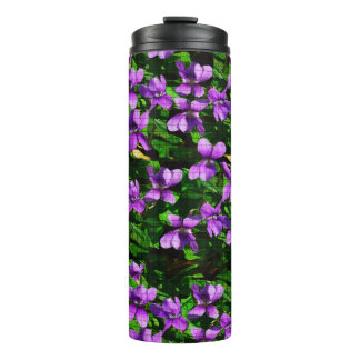 WI State Flower Wood Violet Mosaic Pattern Thermal Tumbler