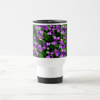 WI State Flower Wood Violet Mosaic Pattern Travel Mug