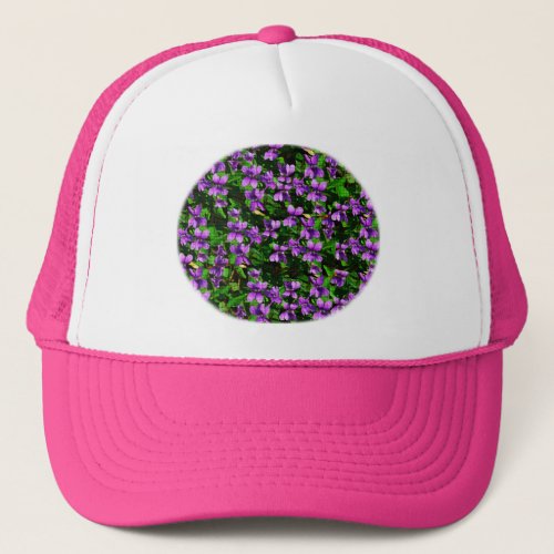 WI State Flower Wood Violet Mosaic Pattern Trucker Hat