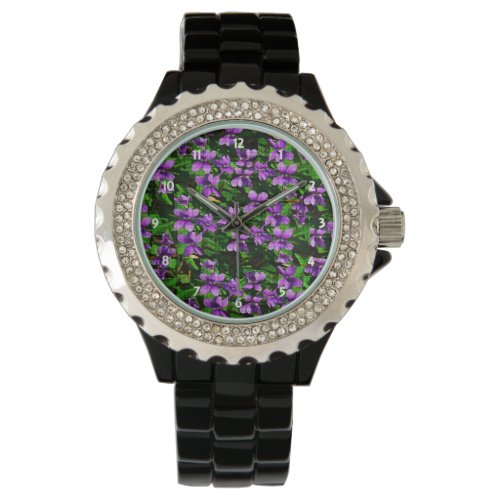 WI State Flower Wood Violet Mosaic Pattern Watch