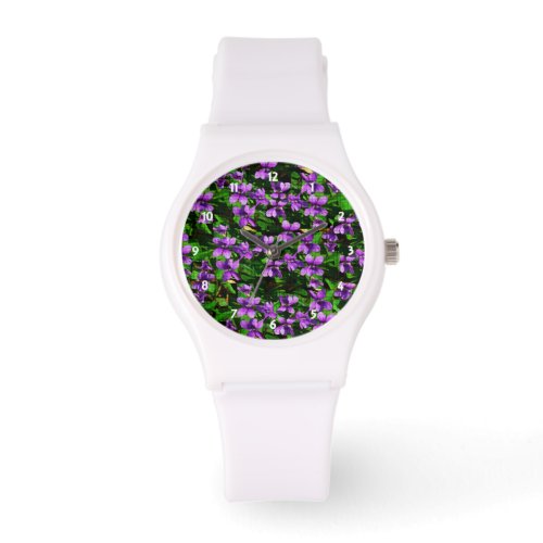 WI State Flower Wood Violet Mosaic Pattern Watch