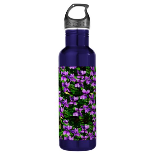 WI State Flower Wood Violet Mosaic Pattern Water Bottle