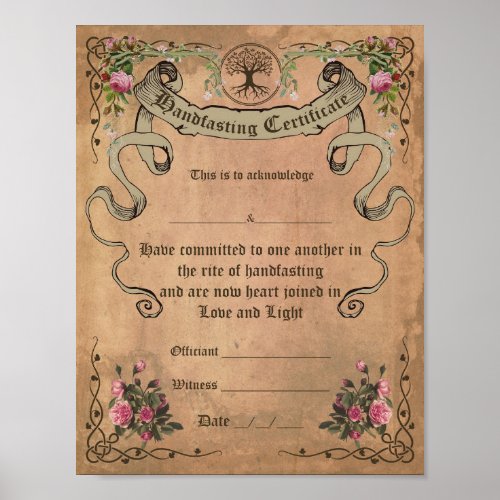 WICCA HANDFASTING CERTIFICATE _ Parchment Poster